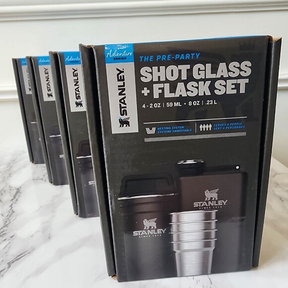 NIB Set of FOUR Stanley Adventure Pre-Party Shot Glass + Flask Set in Black - Picture 1 of 13